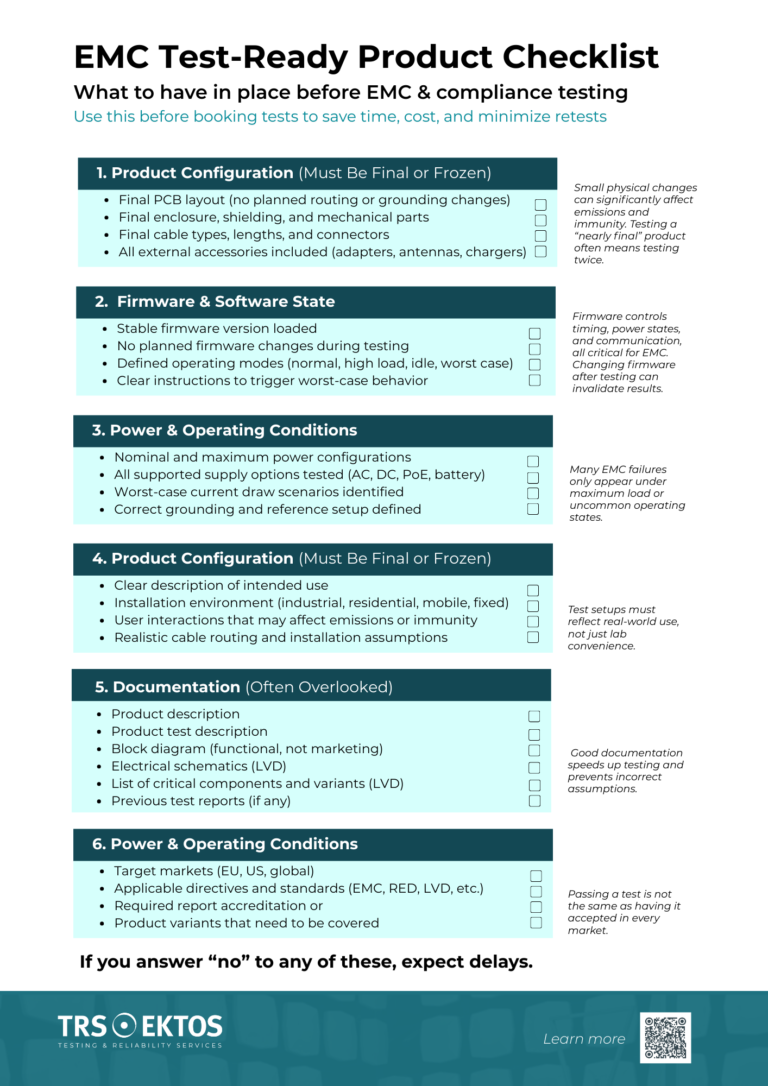 EMC Test-Ready Product Checklist