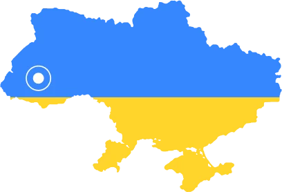 Map showing TECHTO Electronics production location in western Ukraine near the EU border
